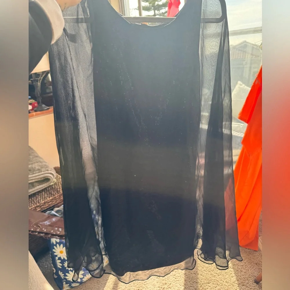 Bailey 44 sheer black Sequined Cocktail Dress With cape size medium NWT prom - Picture 15 of 16